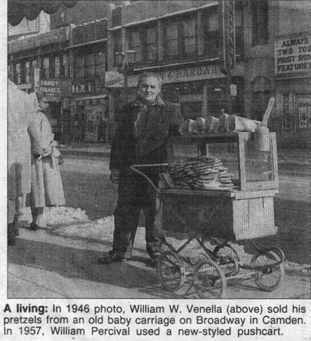 Willie Venella on Broadway, opposite the Midway Theater, 1957