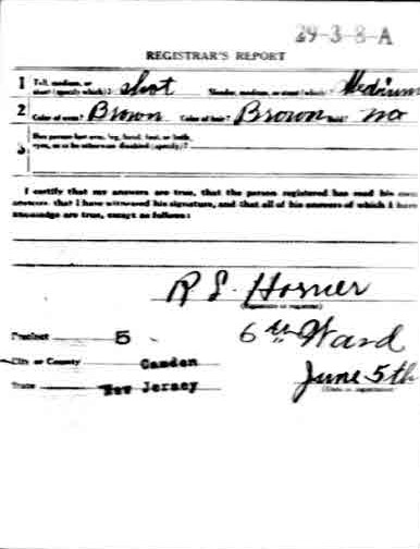 World War I Draft Registration Card — Meyer Coplein, back (Registrar's Report)