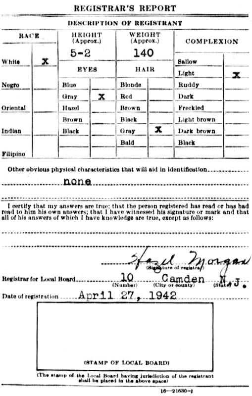 World War II Draft Registration Card — Meyer Coplein, back