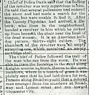 Camden Daily Telegram, July 28, 1893 — Chief of Police Davis, trail to Gloucester