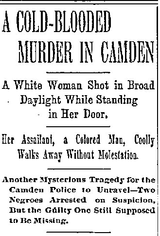 Philadelphia Inquirer, July 29, 1893 — A Cold-Blooded Murder in Camden (headline)