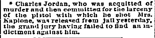 Philadelphia Inquirer, November 7, 1893 — Charles Jordan released from jail, grand jury fails to find indictment