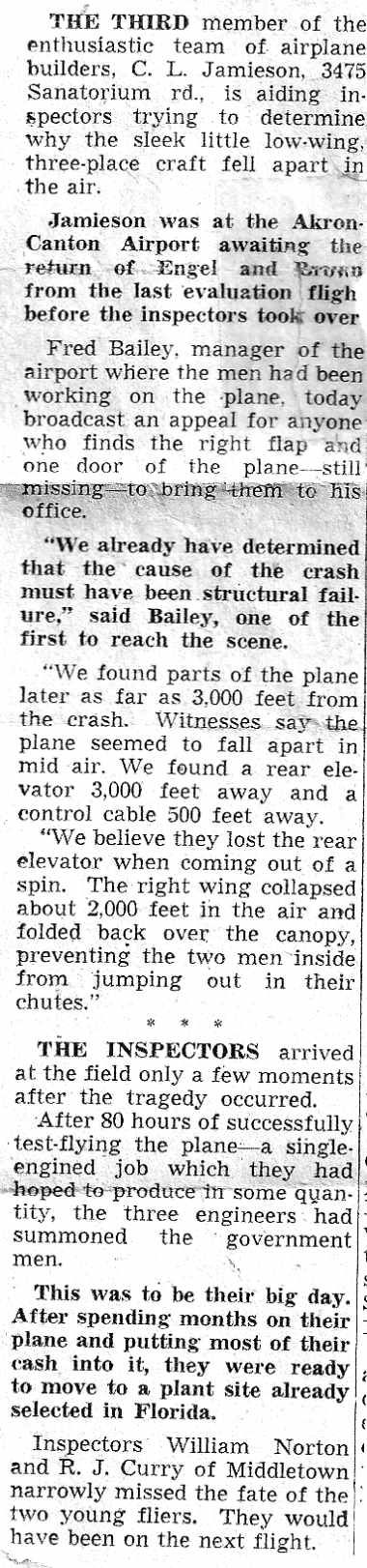 The plane crash — Akron, Ohio, September 1955