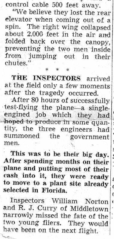 The plane crash — Akron, Ohio, September 1955