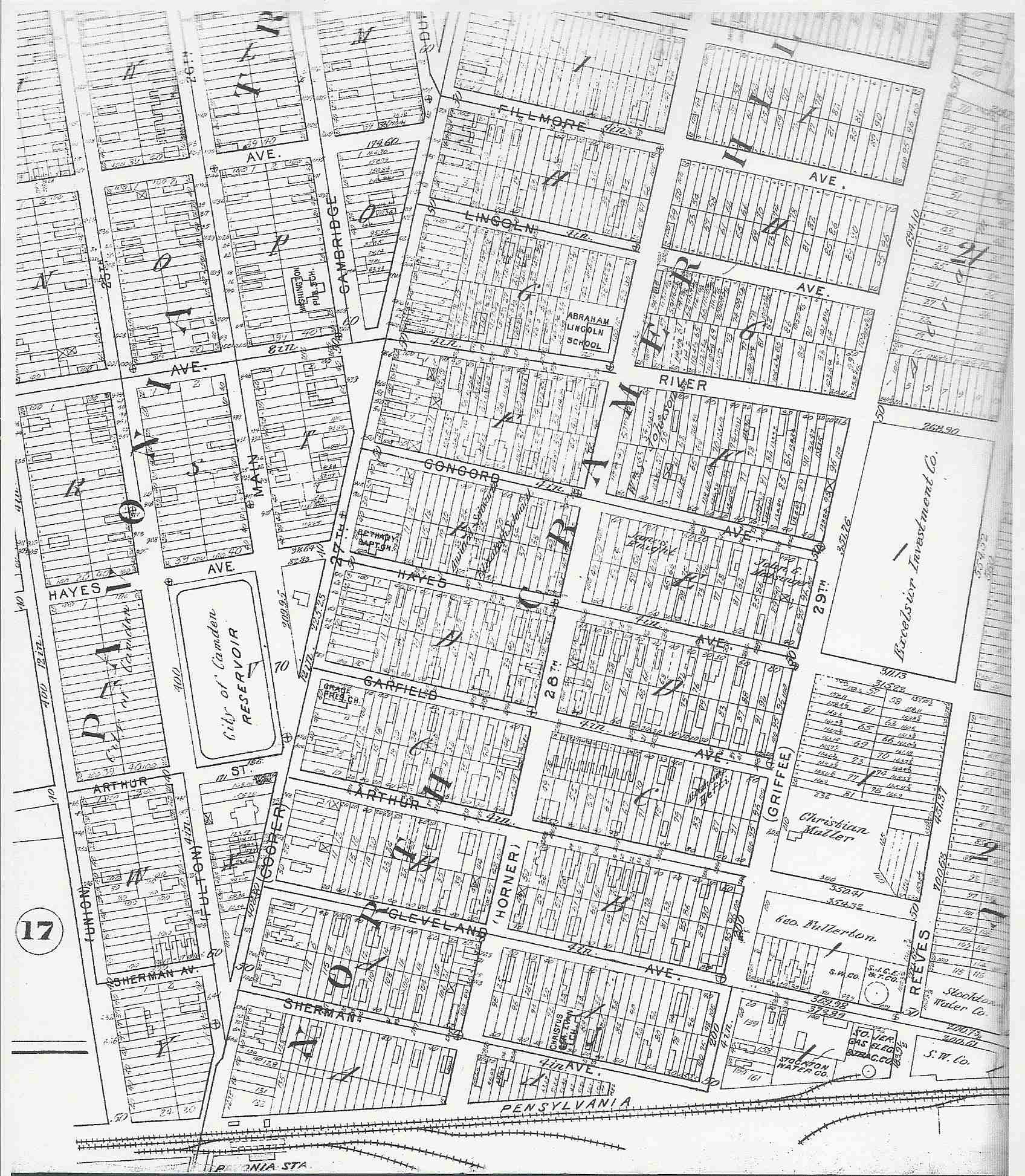 Map from early 1900s showing North 29th Street and Griffee Avenue street names