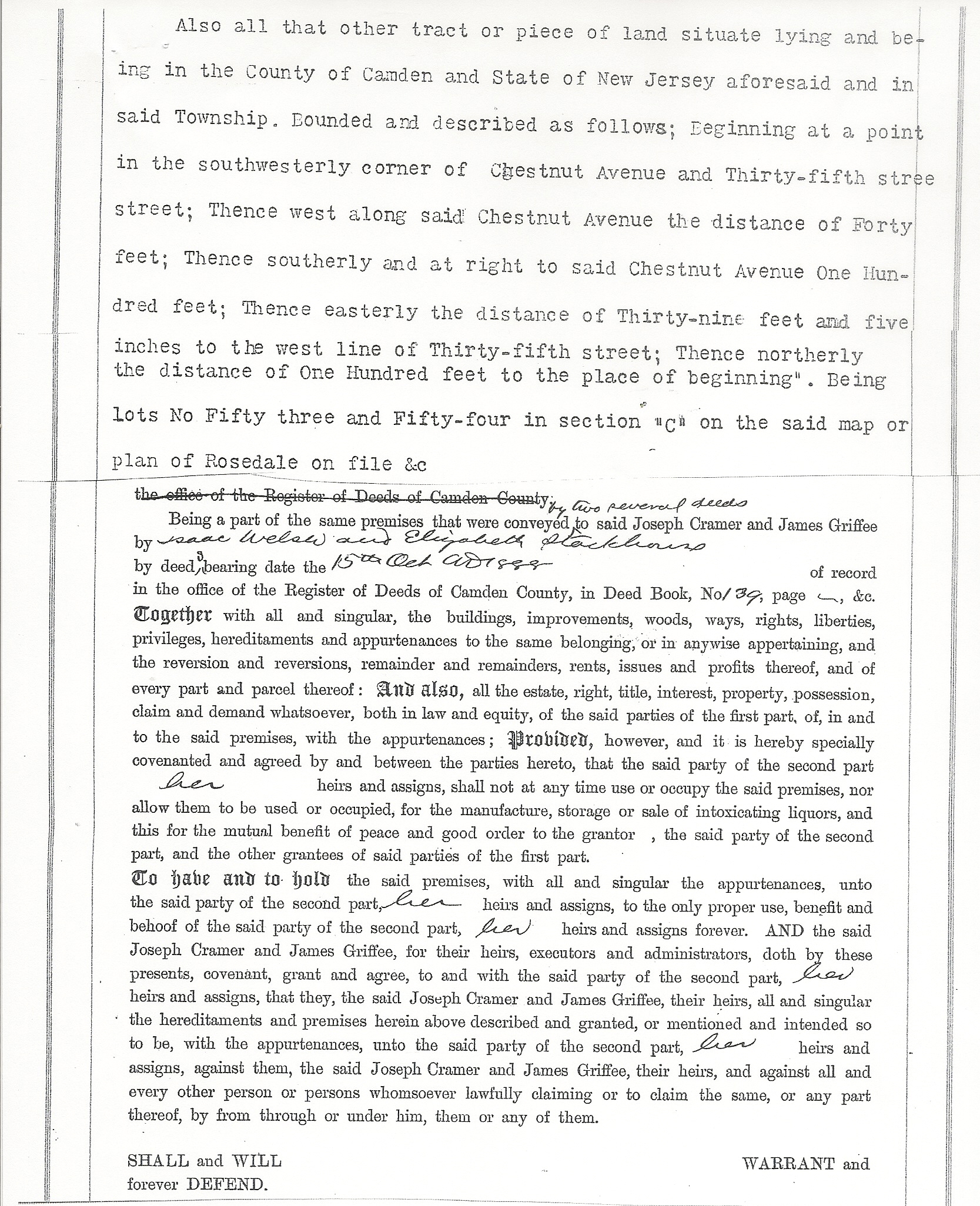 Deed from 1894 showing the Griffee-Cramer partnership, page 2