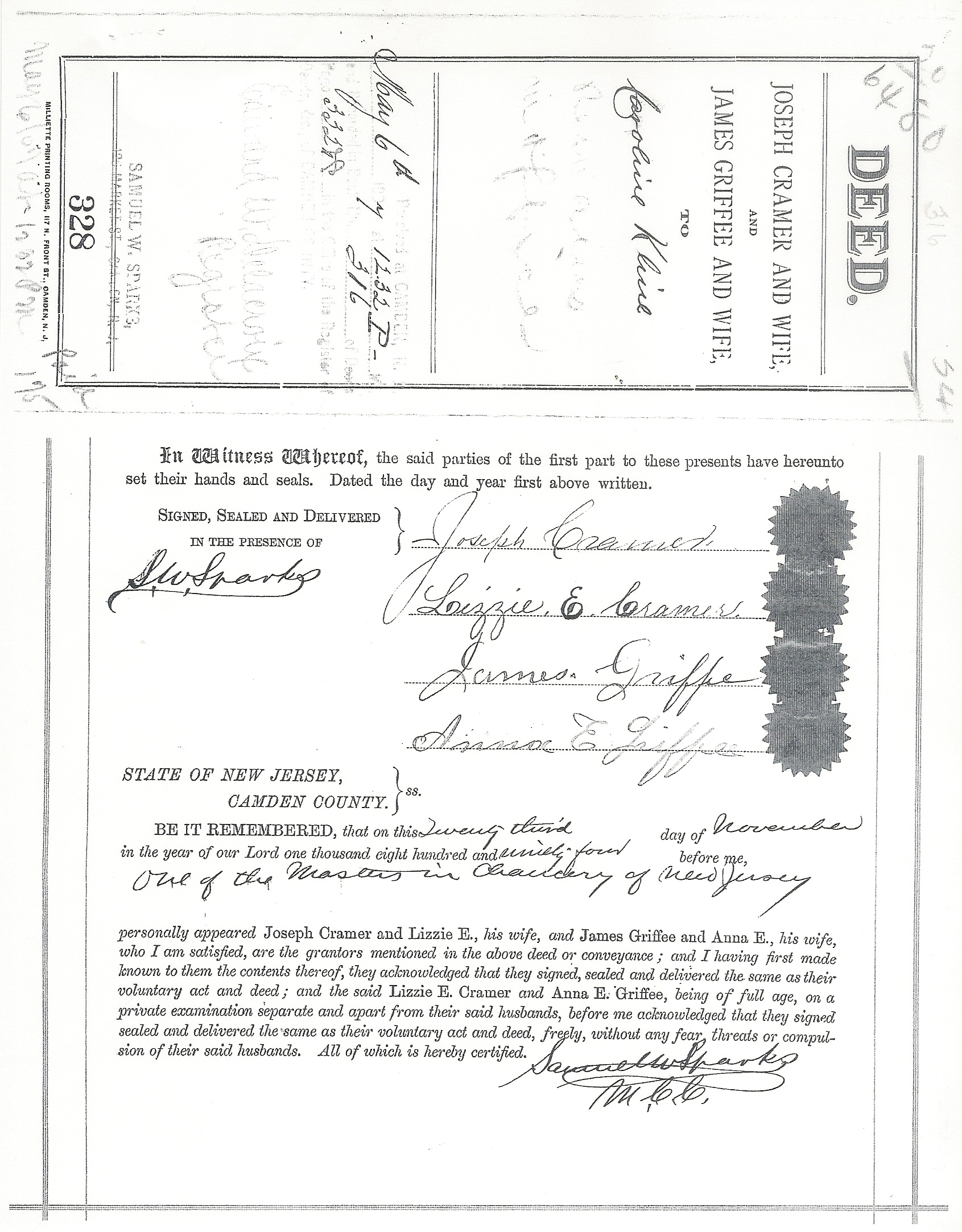 Deed from 1894 showing the Griffee-Cramer partnership, page 3