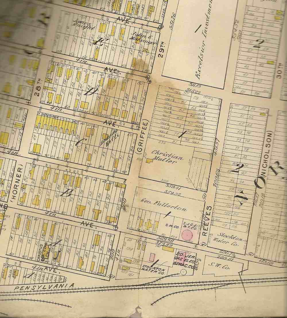 Map from early 1900s showing North 29th Street and Griffee Avenue, from Sherman Avenue to Concord Avenue