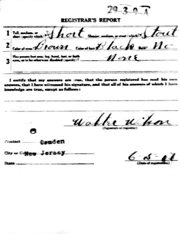 Draft Registration Card — Henry James Bass, back (Registrar's Report)