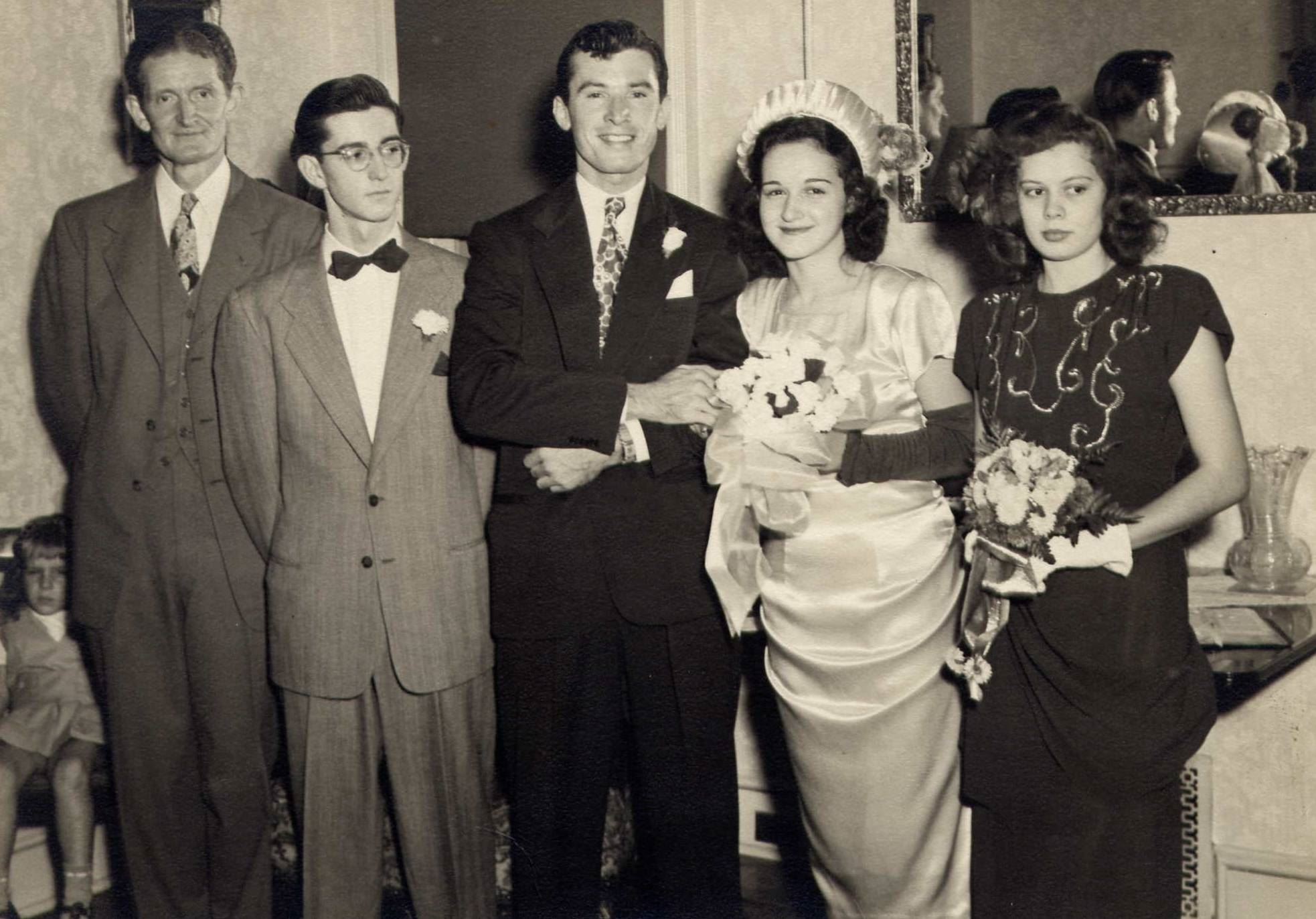 Wedding of Milton W. Kelly & Jane Engel — Rev. C. Courtney Hayward, Milton W. Kelly, Jane Engel Kelly, Virginia Brennan