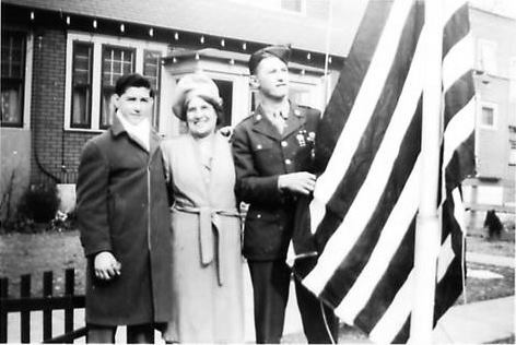 Last Leave Before Going Overseas — William R. Kelly, Eva E. Roles, Private Milton W. Kelly, Roles Court Apartments, 108 North 34th Street, Camden, circa 1944