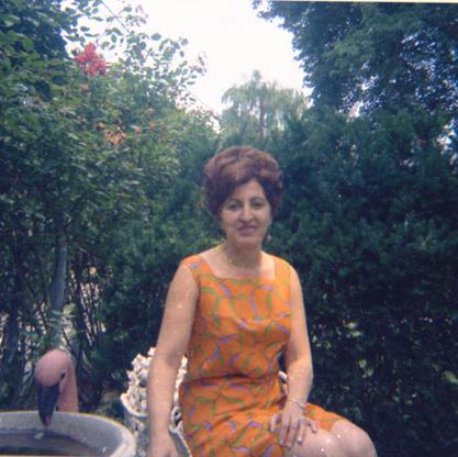 Madeline Tantone Venella in her garden in Fairview Village Home, 1968