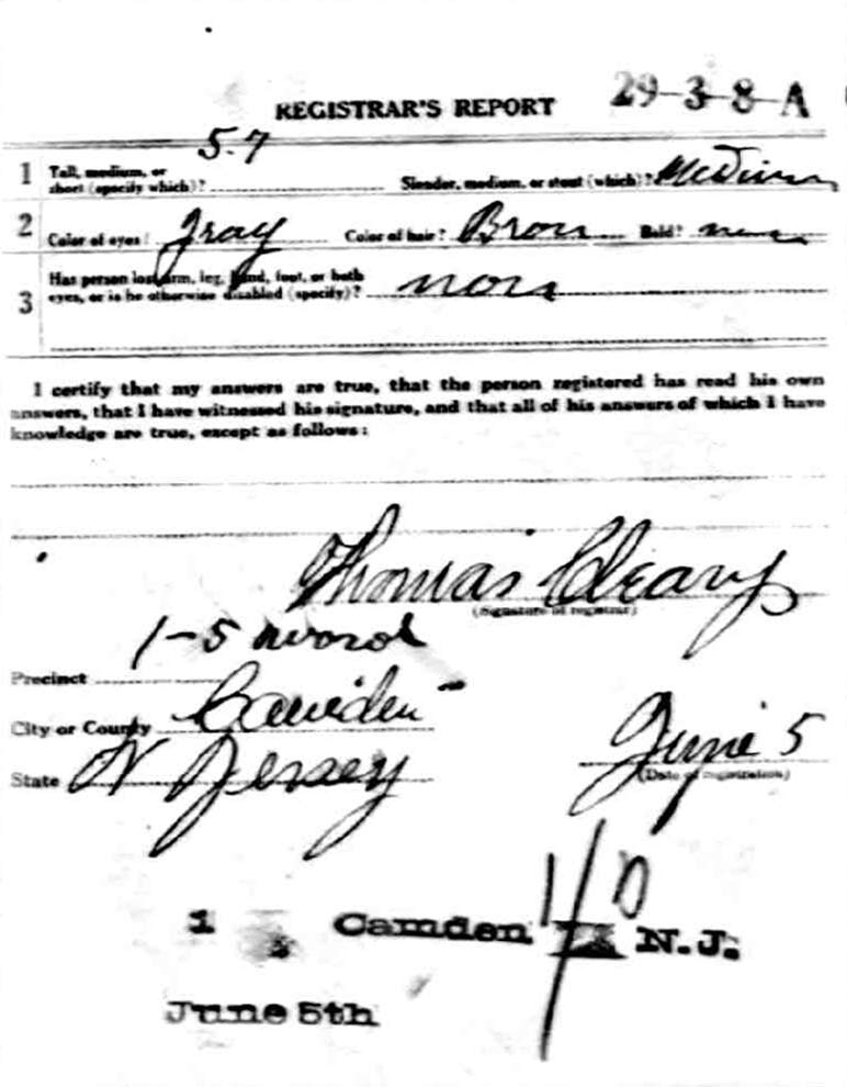 World War I Draft Card — Amedeo Zippilli, reverse