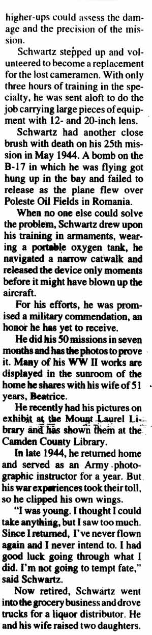 Camden Record article on Frank Schwartz, column 2