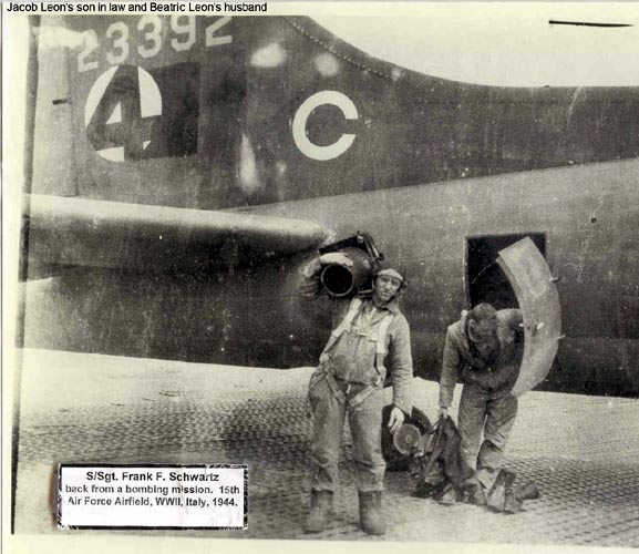 S/Sgt. Frank F. Schwartz back from a bombing mission — 15th Air Force Airfield, WWII, Italy, 1944 — beside B-17F serial #42-3392