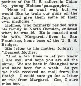 Camden Courier-Post article on George Holmes, column 3