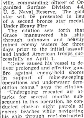 Camden Sea Hero To Get Award for War II Service — Camden Courier-Post, March 13, 1950, column 2