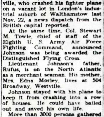 Camden Courier-Post, January 18, 1943 — Plaque Hails Hero Killed in Air Crash, part 2