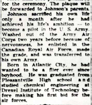 Camden Courier-Post, January 18, 1943 — Plaque Hails Hero Killed in Air Crash, part 3
