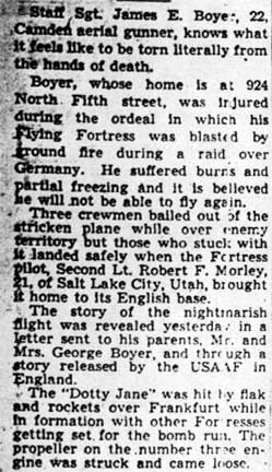 Camden Courier-Post article on James Boyer, column 1
