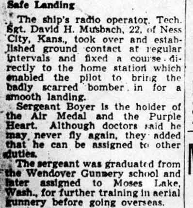 Camden Courier-Post article on James Boyer, column 3 — Safe Landing