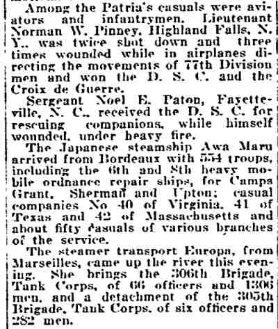 Philadelphia Inquirer, March 28, 1919, column 2