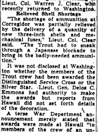 Anthony Leon's Ship Ran Shells Through Jap Blockade to Corregidor — Camden Courier-Post, May 13, 1942 (column 2)