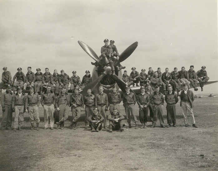 494th Fighter Squadron officers, October 1944 at St. Trond, Belgium