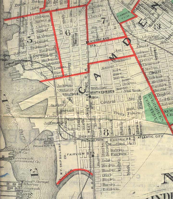 1914 map showing Budd Street running east to the western edge of Evergreen Cemetery