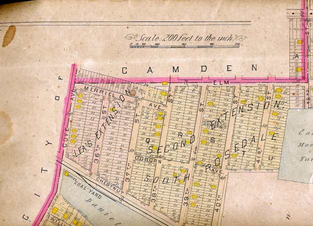 Early 1900s map of Pennsauken east of 36th Street, section 1