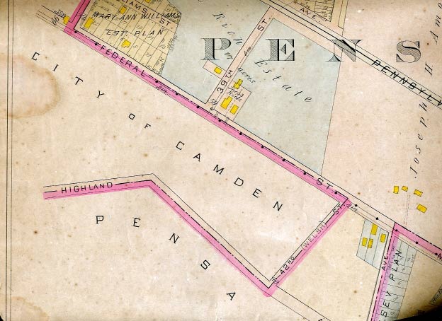 Early 1900s map of Pennsauken east of 36th Street, section 2