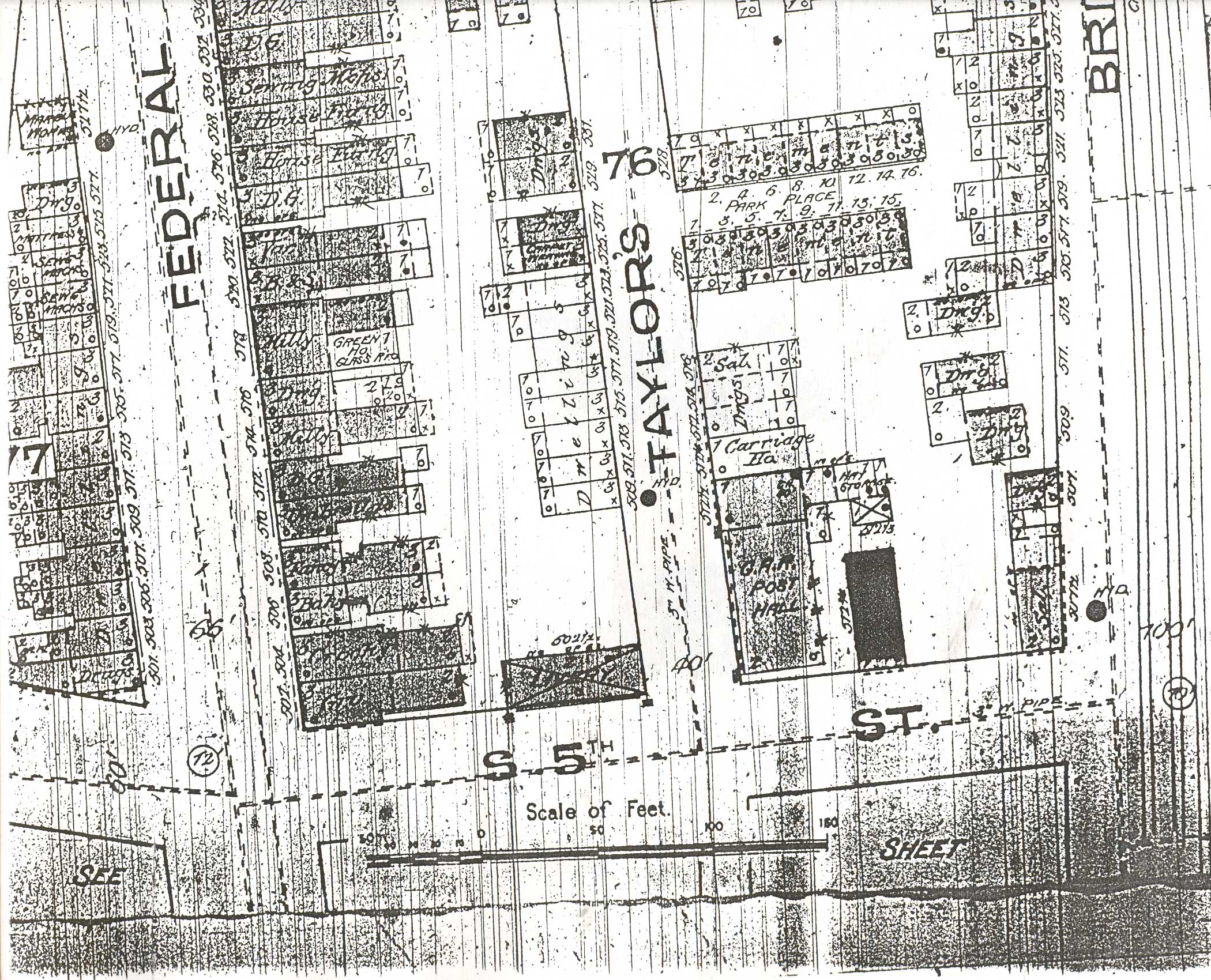 500 Block of Taylor Avenue and Park Place, 1885 Sanborn Map