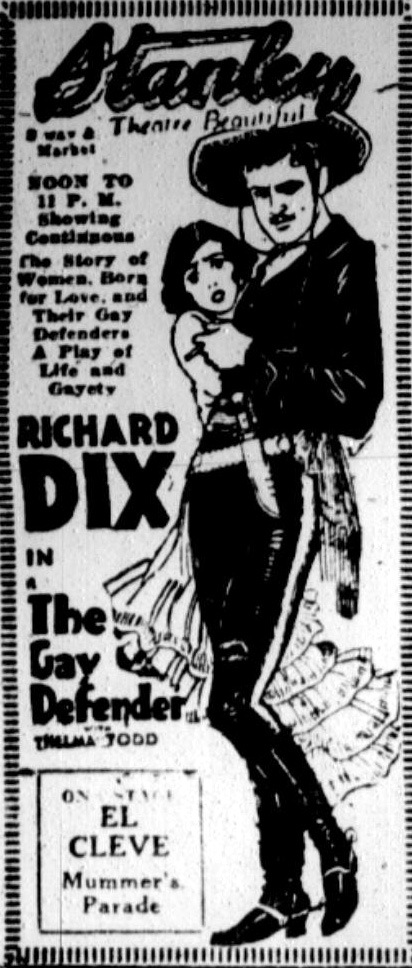 Stanley Theatre listing, Camden Courier-Post, January 2, 1928