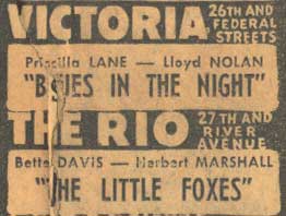 Victoria and Rio Theater advertisements