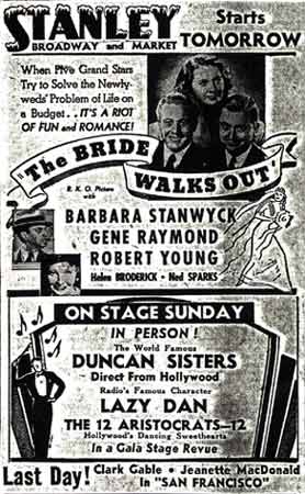 Stanley Theatre listing, Camden Courier-Post, August 13, 1936