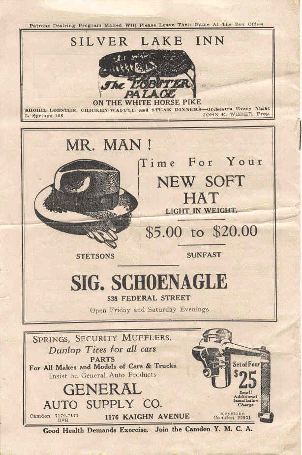 Stanley Theatre program, 1928, page 2