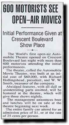 The World's First Drive-In Movie, Camden NJ, 1933, photo 2