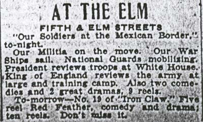 Elm Theatre advertisement, Camden Post-Telegram, July 20, 1916