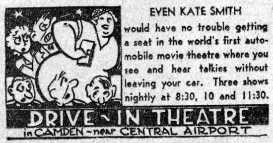 Motorists See Outdoor Movies, Camden Courier-Post, June 7, 1933