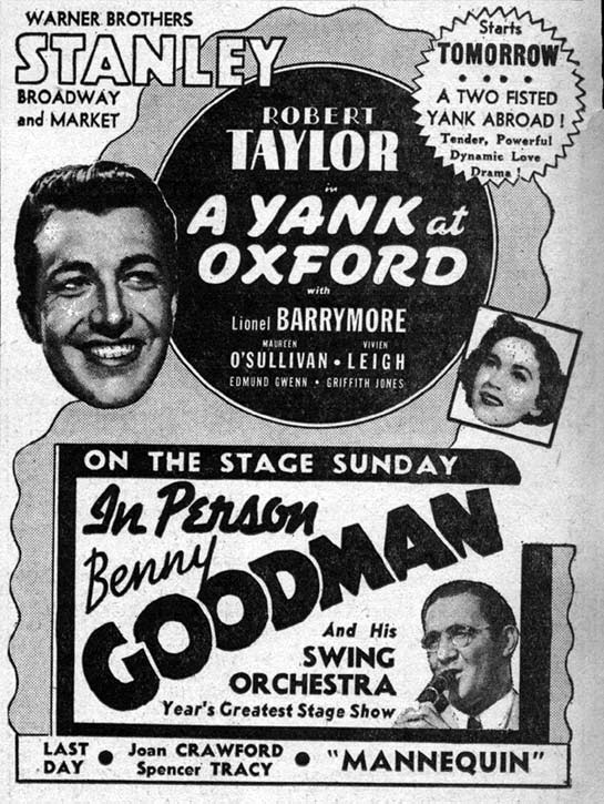 Stanley Theatre listing, Camden Courier-Post, February 24, 1938