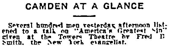 Philadelphia Inquirer clipping about the Towers Theatre, December 14, 1914