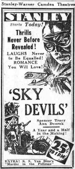 Stanley Theatre listing, Camden Courier-Post, June 7, 1932