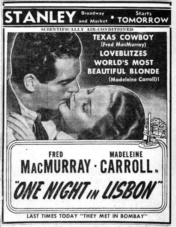 Stanley Theatre listing, Camden Courier-Post, July 31, 1941