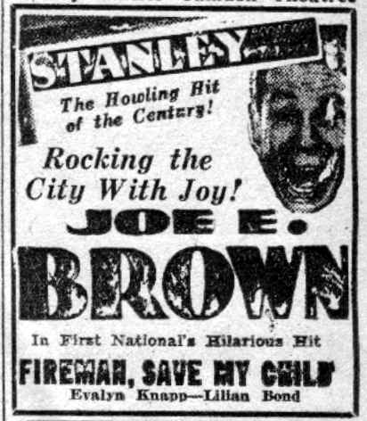 Stanley Theatre listing, Camden Courier-Post, March 29, 1932