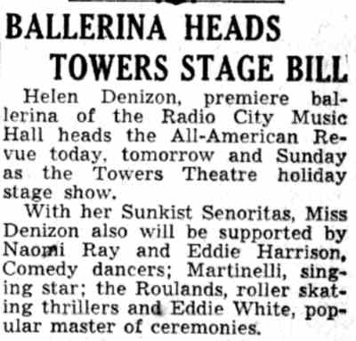 Towers Theatre advertisement, Camden Courier-Post, July 4, 1941