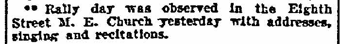 Philadelphia Inquirer, October 5, 1903 — Rally Day at Eighth Street M. E. Church