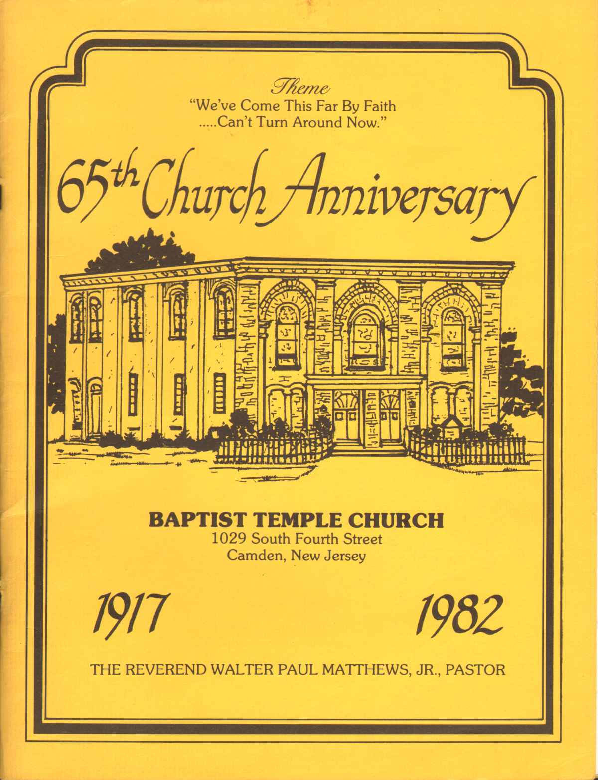 Baptist Temple Church 65th Anniversary Booklet, cover, 1982