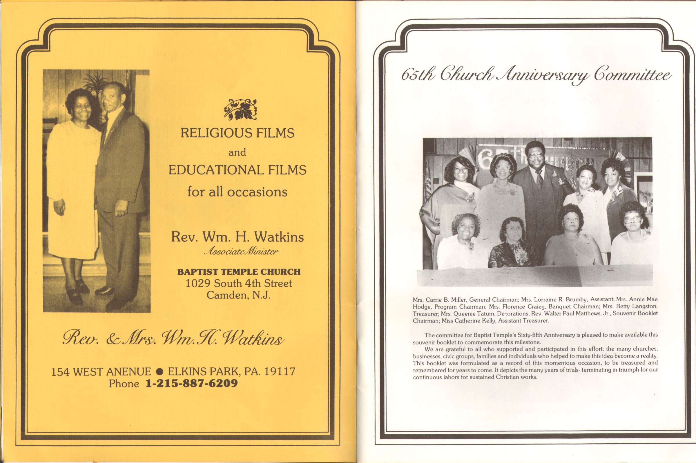 Baptist Temple Church 65th Anniversary Booklet, page 7