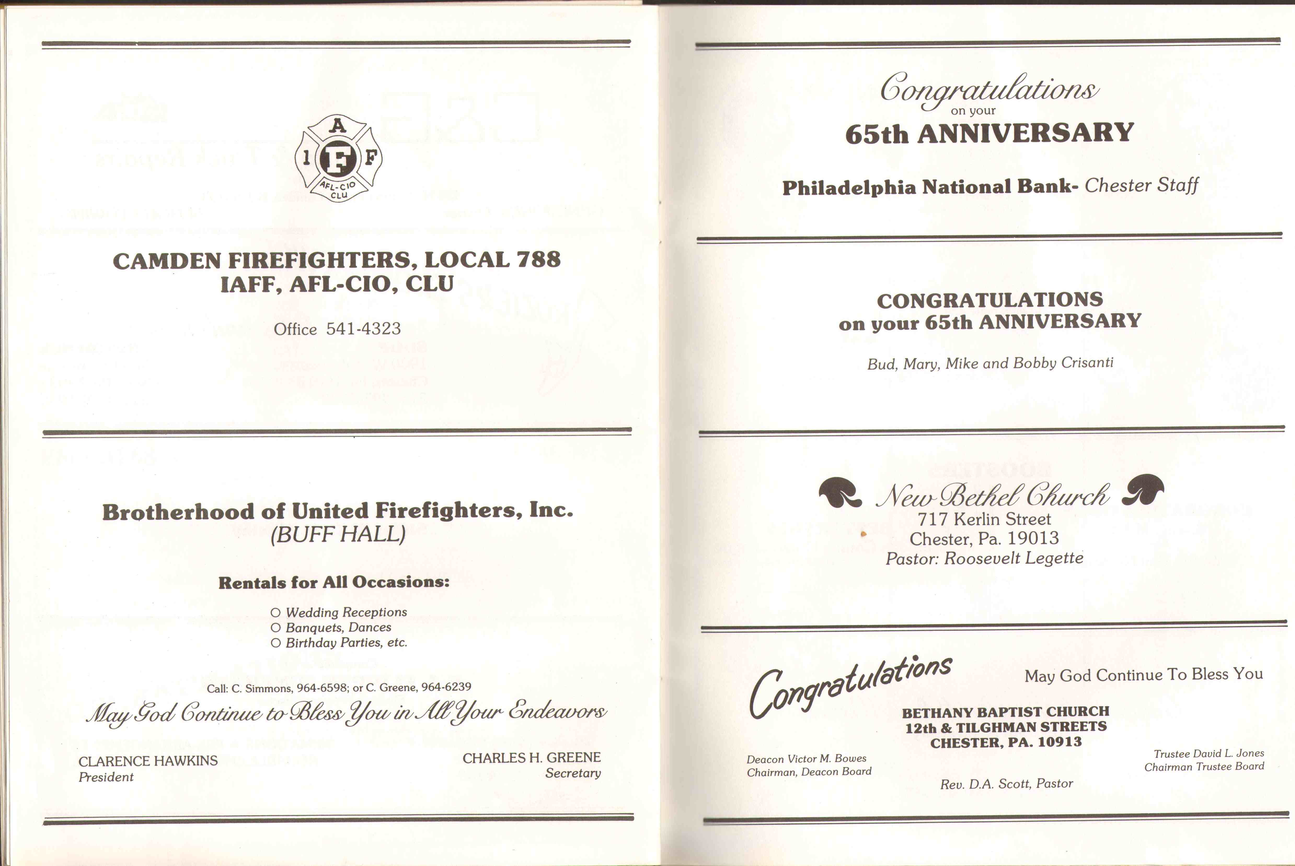 Baptist Temple Church 65th Anniversary Booklet, page 45