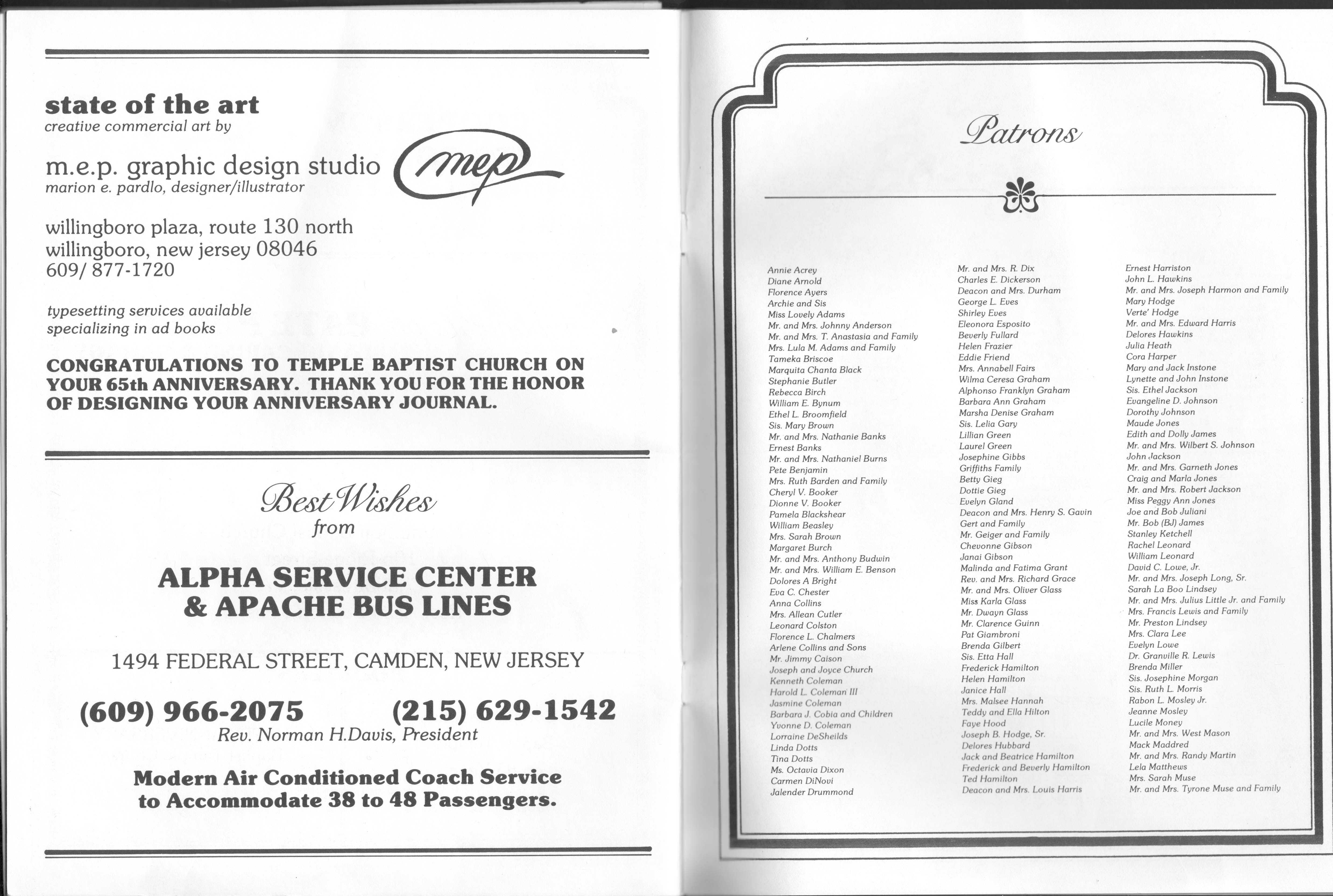 Baptist Temple Church 65th Anniversary Booklet, page 55